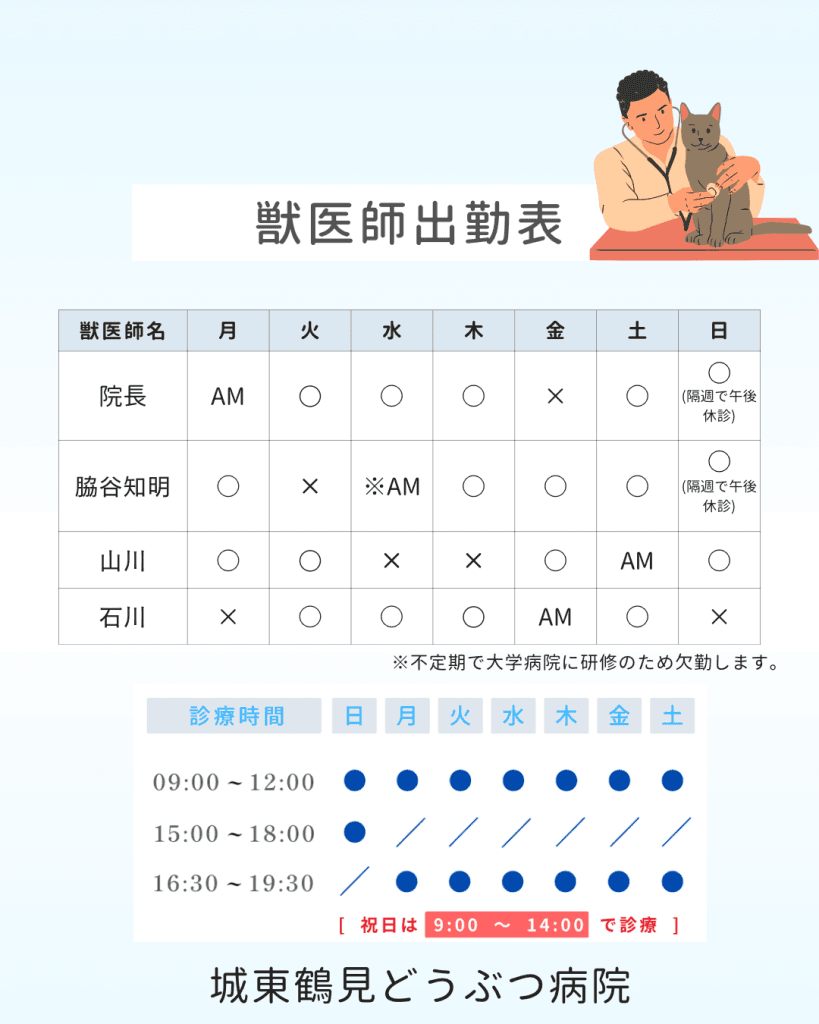 5/21以降の獣医師出勤表